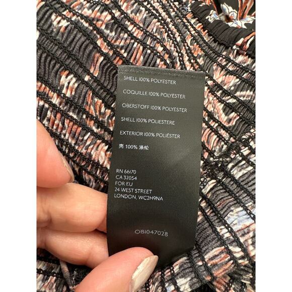 Free People Printed Santiago Cropped Smocked Blouse, Size M, Like New - Picture 8 of 8